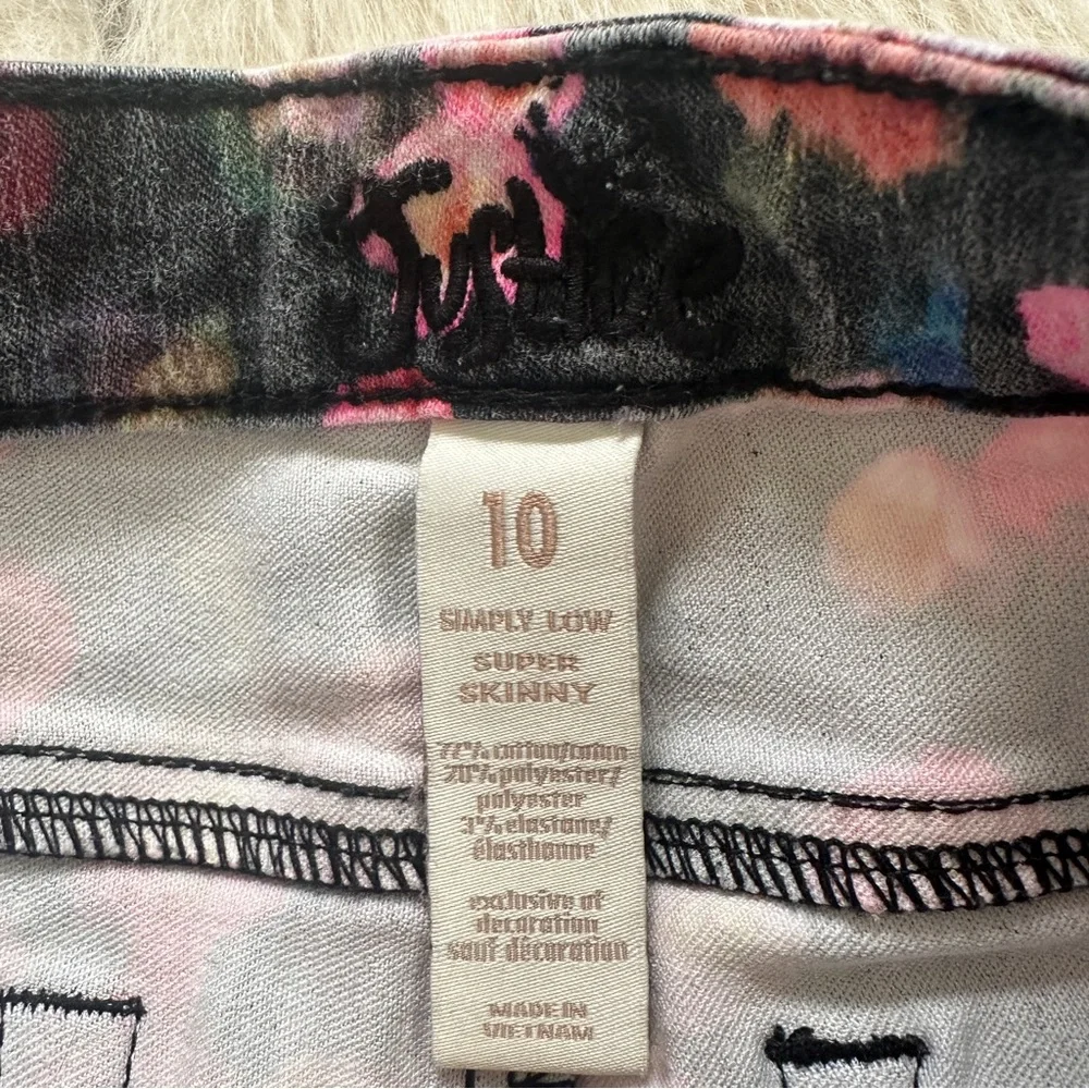 Justice floral print skinny jeans size girls 10 - Picture 6 of 11